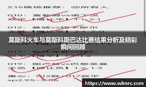 莫斯科火车与莫斯科斯巴达比赛结果分析及精彩瞬间回顾